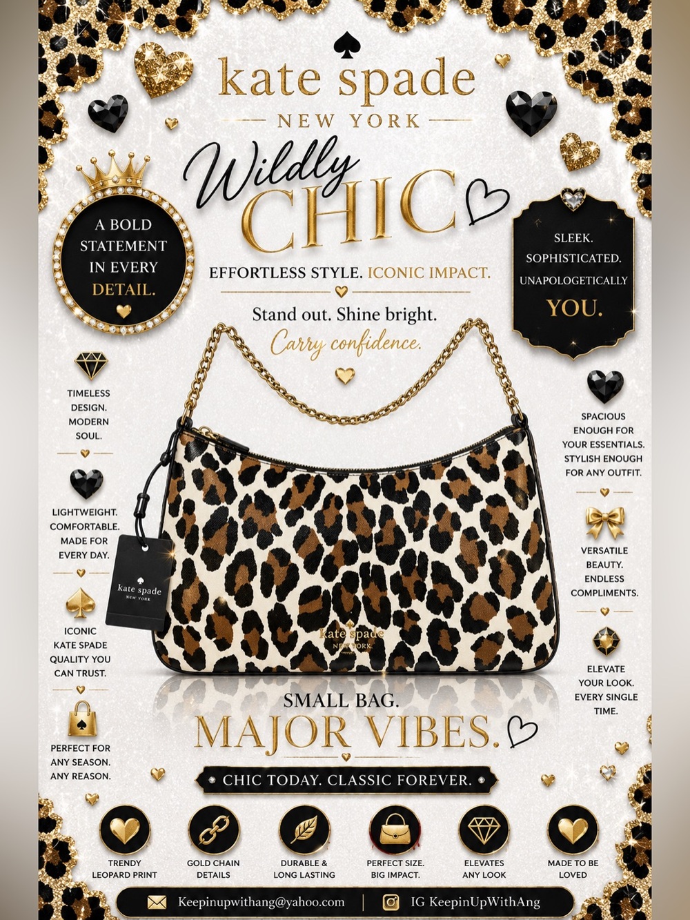 Kate Spade Leopard-Print Chain-Handle Shoulder Bag in Brown, Black & Cream